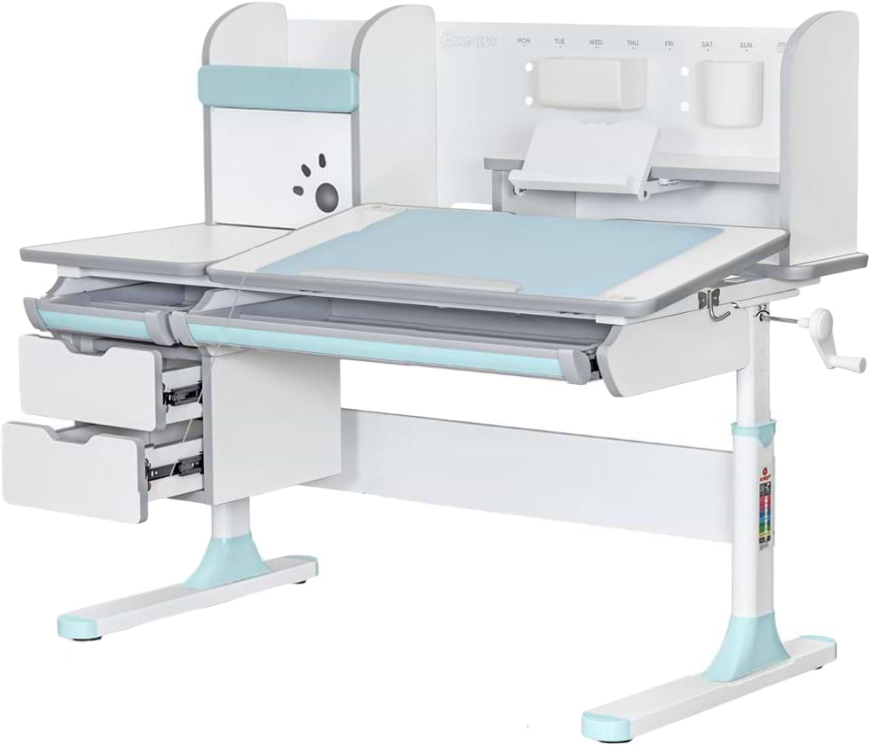 Парта школьная Mealux Hamilton Multicolor BL (BD-680 W/G MC+BL с полкой)